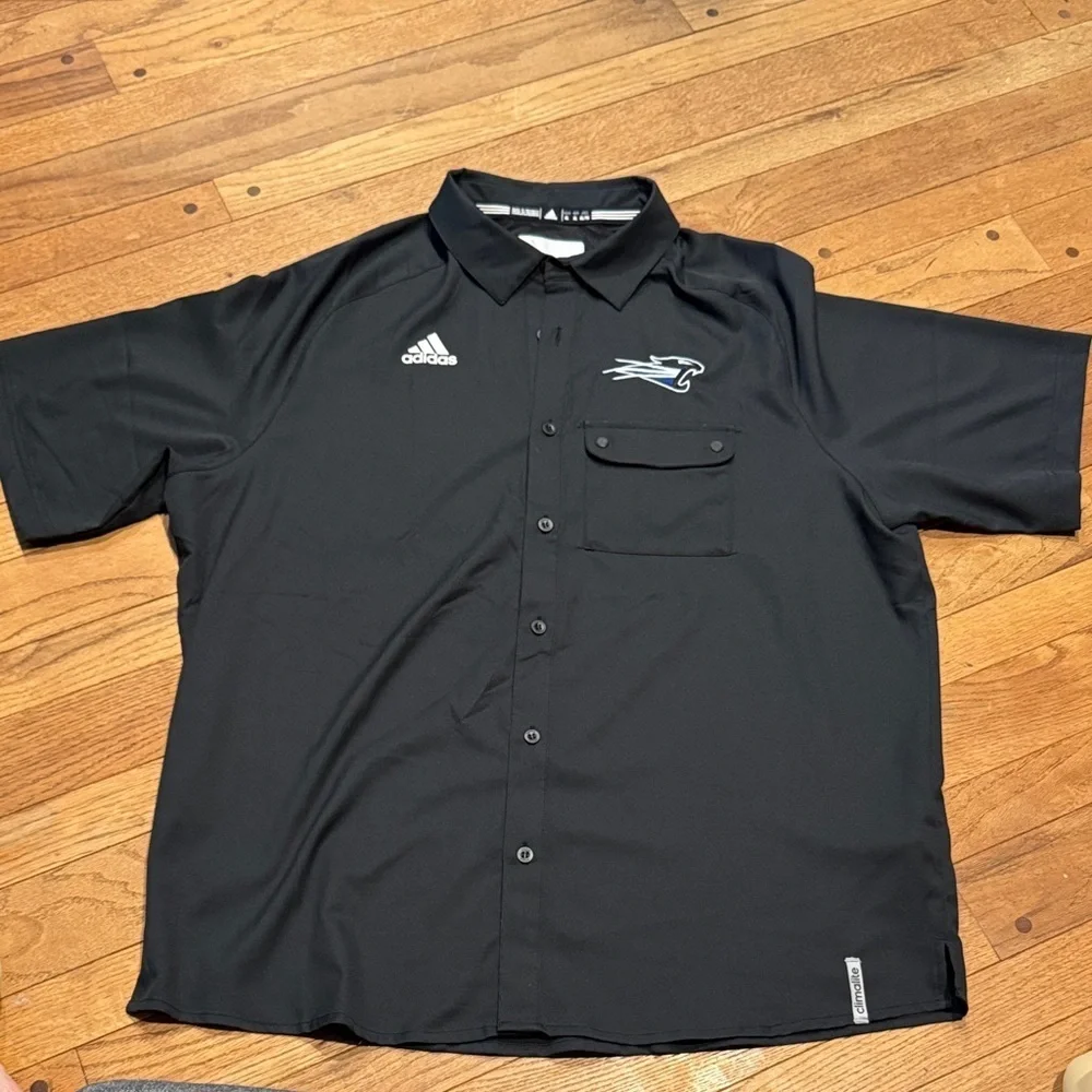 Adidas Black Carolina Panthers NFL Button Down Shirt NWOT